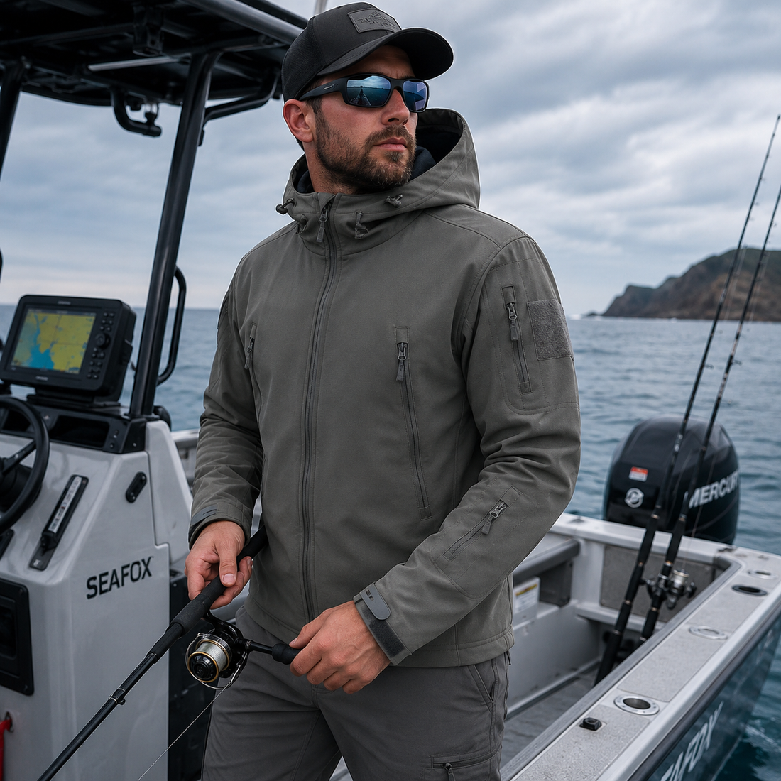 Grey Winter Waterproof Hooded Fleece Jacket