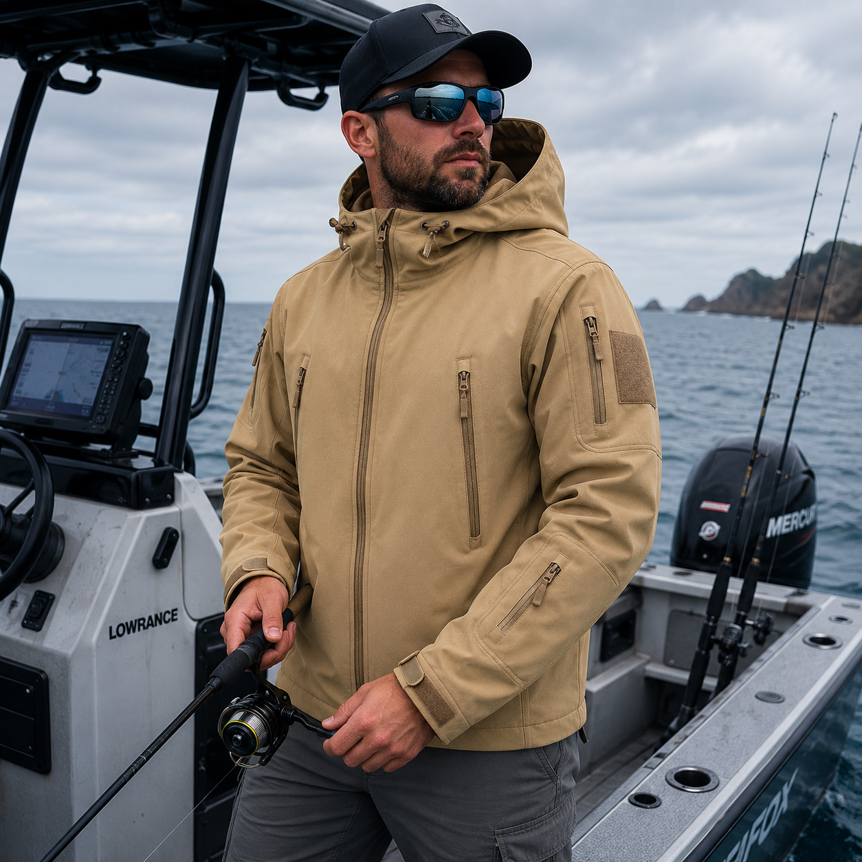 Khaki Winter Waterproof Hooded Fleece Jacket