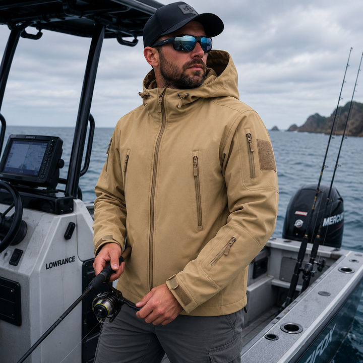 Khaki Winter Waterproof Hooded Fleece Jacket