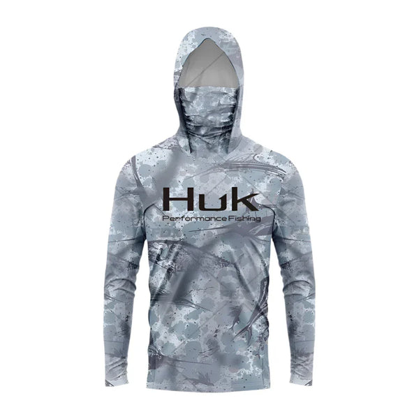 Huk Fishingフィッシングシャツ グレー ウォーターカモ M（L） Huk Shirt Mens Medium Gray Fishing Angler Fish Boating Made