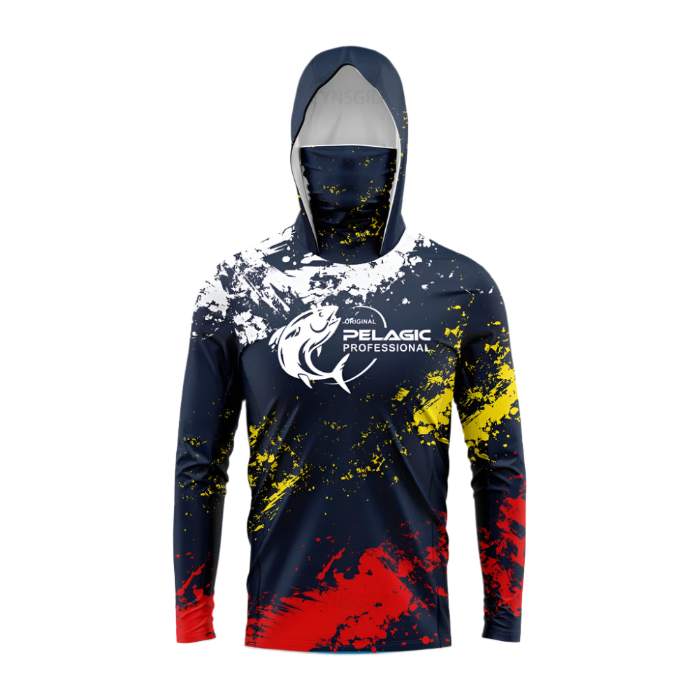 Marlin Hunt Navy Blue UV Hooded Fishing Shirt
