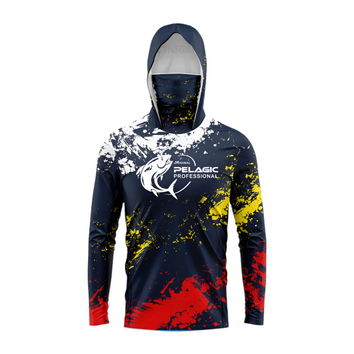 Marlin Hunt Navy Blue UV Hooded Fishing Shirt