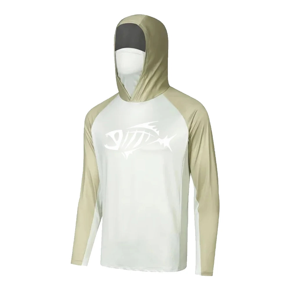Reef Bones Khaki Hooded Fishing Shirt