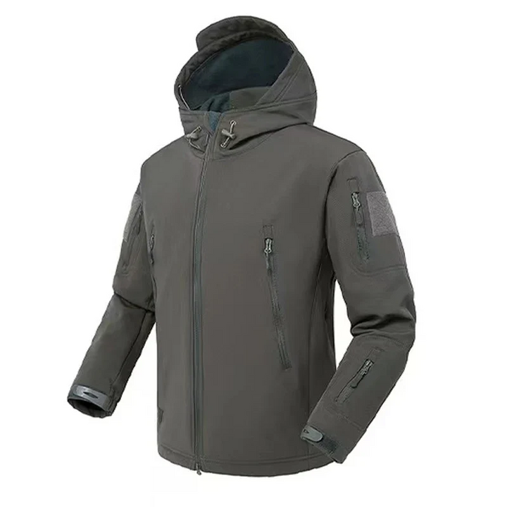 Grey Winter Waterproof Hooded Fleece Jacket