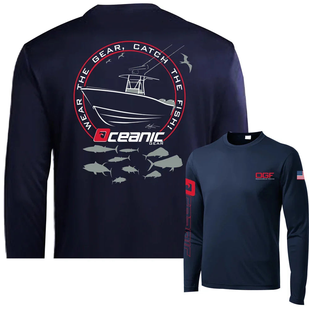 Majestic Marlin Blue Long Sleeve UV Protection Fishing Shirt by Flat Out Fishing Shirts