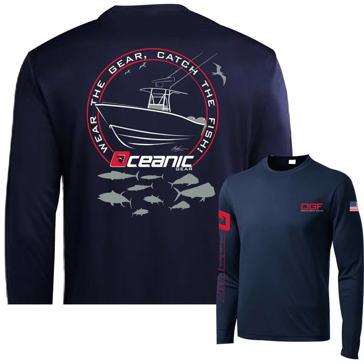 Majestic Marlin Blue Long Sleeve UV Protection Fishing Shirt by Flat Out Fishing Shirts