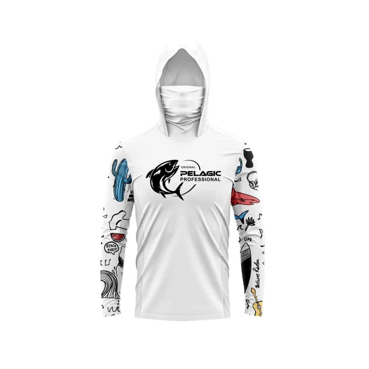 Marlin Hunt White UV Hooded Fishing Shirt