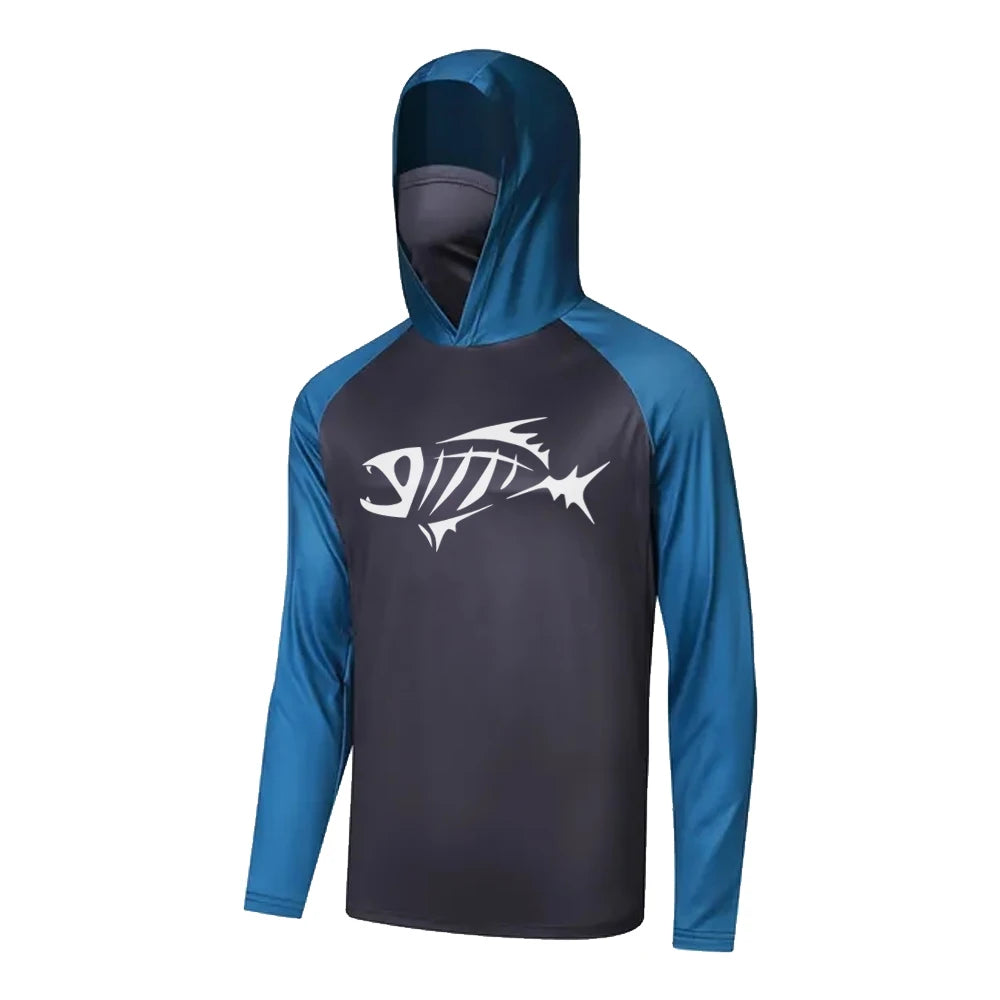 Reef Bones Black Hooded Fishing Shirt