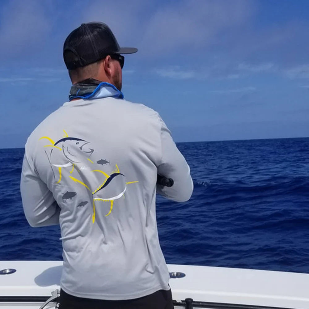 Azure Marlin UV Shield Long Sleeve Fishing Shirt by Flat Out Fishing Shirts