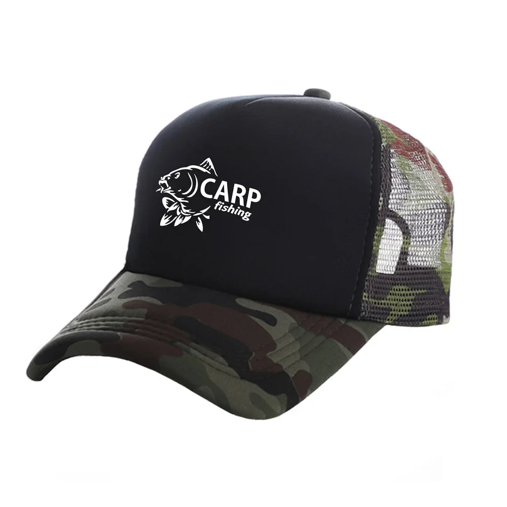 Emerald Bass Camo Trucker Cap by Flat Out Fishing Shirts