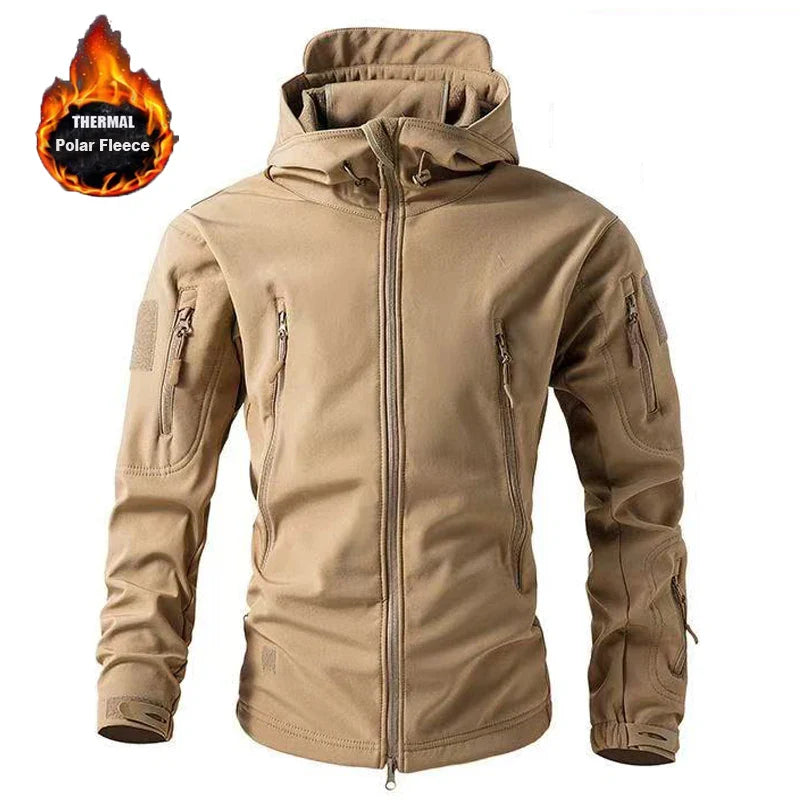 Majestic Marlin Tan Fleece Waterproof Thermal Jacket by Flat Out Fishing Shirts