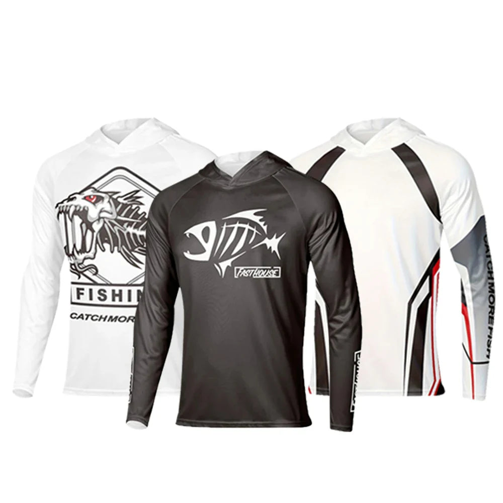 Marlin Blue UV Shielded Fishing Hooded Shirt by Flat Out Fishing Shirts